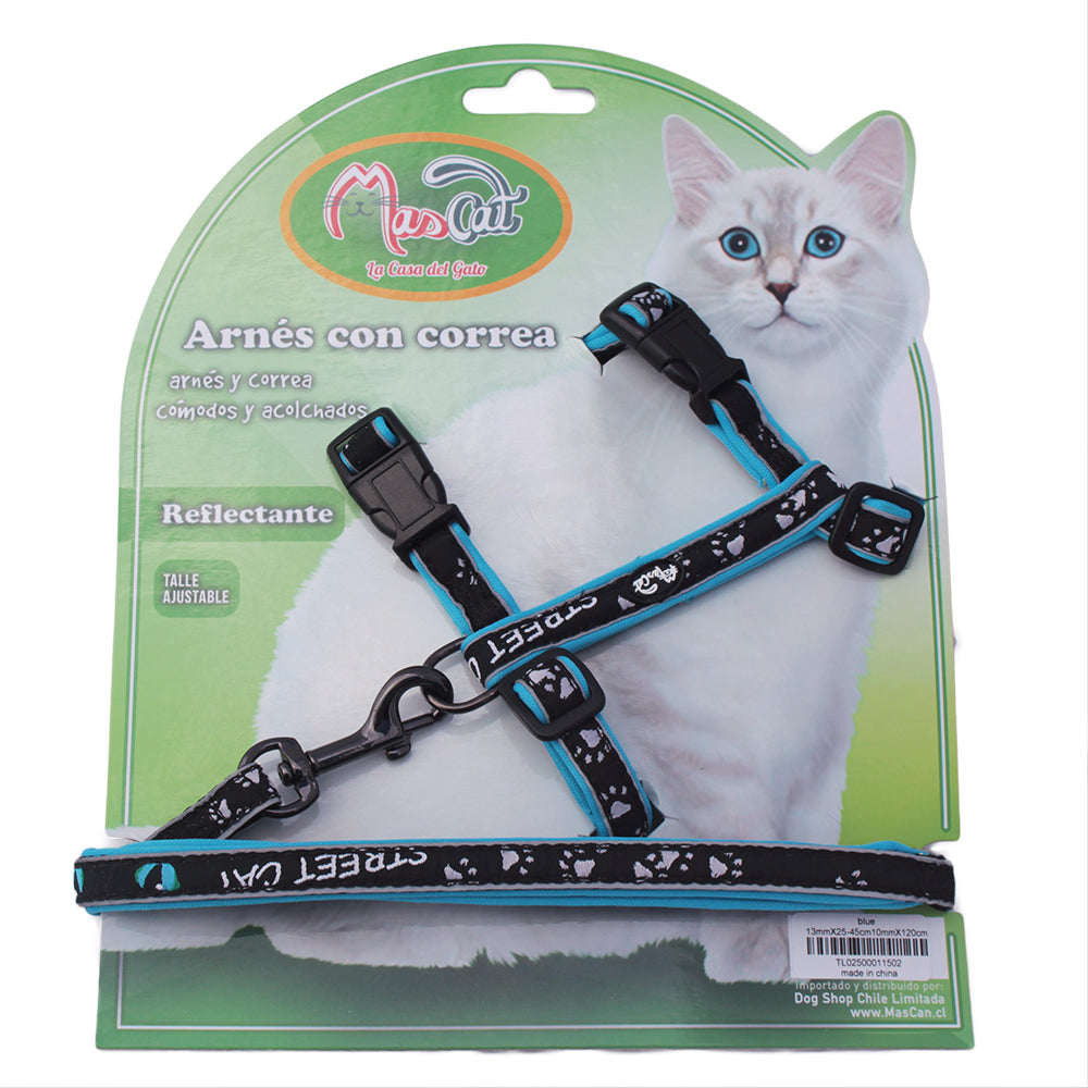 Mascat Arnés Gato Reflectante Azúl